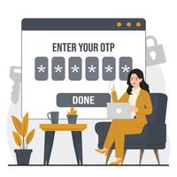 secure access with one-time password OTP concept authentication for added security safety unlock vector