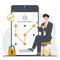 secure access with personalized pattern unlock for enhanced privacy vector
