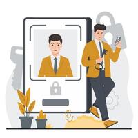 secure access through advanced facial recognition technology face id concept unlock security vector