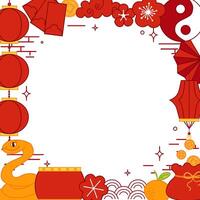 Chinese new year of snake graphic line circle round frame , New Year background material. vector