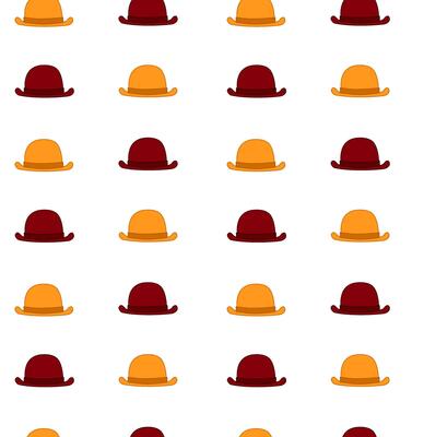 Seamless Pattern with red and yellow hats. Graphic line Background Illustration on transparent background