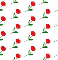 Floral red flower seamless pattern, line art drawing in red on transparent background vector