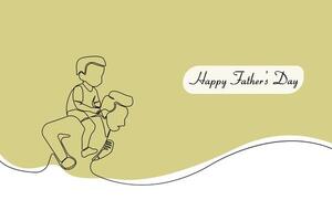 Father carrying his son continuous line drawing. Minimalist happy father's day concept background. vector