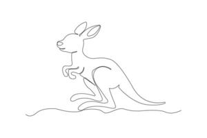 Kangaroo continuous line art drawing isolated on white background. Kangaroo outline icon. vector