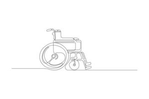 Simple hand-drawn minimalist wheelchair one-line art drawing. Wheelchair continuous outline vector