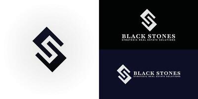 The sophisticated logo design features the initials BS elegantly intertwined, creating a unique striking symbol. The logo is ideal for real estate investment companies and property developers. vector
