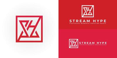 The dynamic and visually striking logo design features the initials SH interwoven in a bold, geometric pattern. The logo is ideal for businesses in film, music, television, and other creative fields. vector