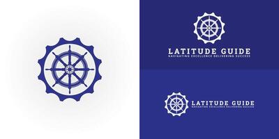 The dynamic logo design seamlessly integrates a classic ship's wheel with precision-crafted gear, creating a powerful and distinctive symbol. The logo is ideal for businesses in the maritime industry. vector