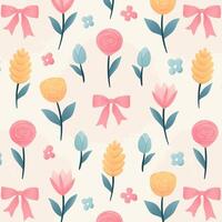 Spring Floral Seamless Pattern in Pastel Colors. vector