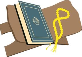 Al Quran with small table clipart drawing vector