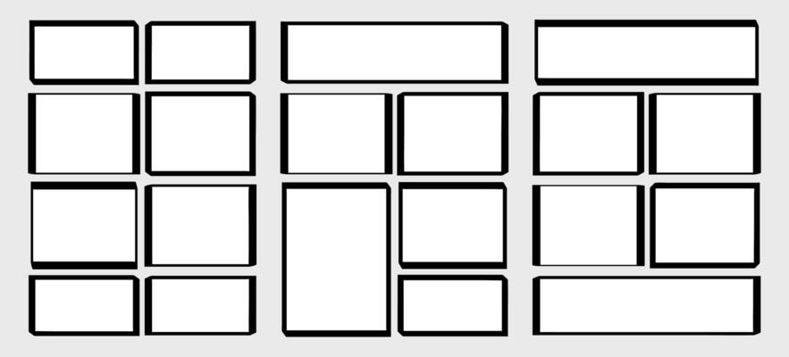 set storyboard layout template for rapidly create the comic book style. A4 design of paper ratio is fit for print out. isolated banners frame, handmade black ink sketch in paint brush style
