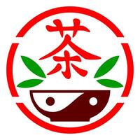 Vibrant tea emblem with a circular red border vector