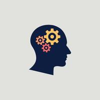 Human Head with Gears. Concept of Thinking, Innovation, and Problem Solving vector