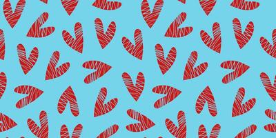 Seamless pattern. Valentines day. Heart shape, hand drawn icons, doodles. Repeating background. vector