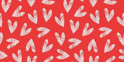 Seamless pattern. Heart shape, hand drawn icons, doodles. Repeating background for textiles, wrapping paper. Valentines Day. vector
