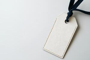 A tag with a blue cord hanging from it photo