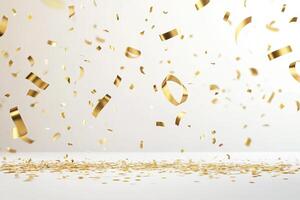 Gold confetti falling from the sky photo