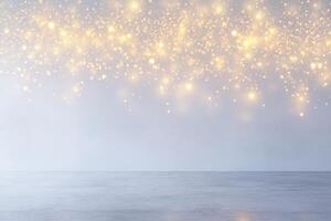 A white background with a blue ocean and a lot of sparkles photo