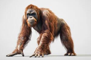 Majestic Orangutan in Natural Pose Against a Clean White Background photo