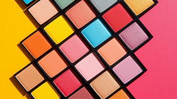 A colorful array of makeup palettes arranged in a diamond shape photo
