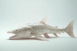 Realistic White Fish Model on Minimalist Background Showcasing Detailed Fins and Scales photo