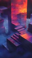 Futuristic Abstract Architecture with Glowing Geometric Structures photo