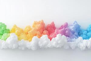 Vibrant Rainbow-Colored Clouds on Minimalist White Background photo