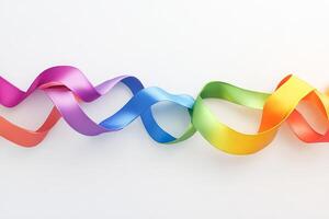 Colorful Twisting Ribbons on White Background photo
