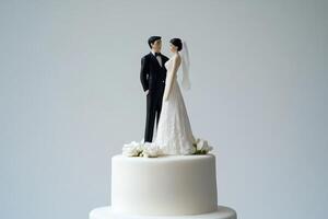 Elegant Wedding Cake Topper with Bride and Groom Figurines photo