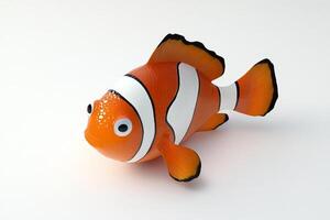 Vibrant Orange and White Clownfish Figurine on a Minimalistic White Background photo