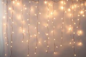 A wall with lights hanging from it photo