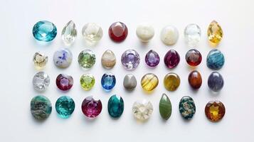 A row of gemstones with a variety of colors photo
