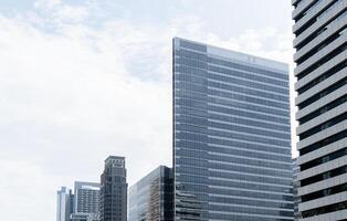 Modern building cityscape view with blue sky background photo