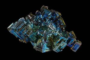 Bismuth, oxidation layer on the surface closeup image photo