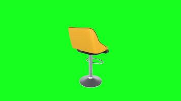 Modern yellow bar stool 3D rendering on a bright green background video