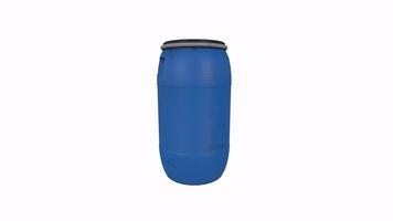 Blue 3D rendering of a storage barrel in a simple design setting video