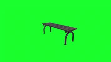 3D rendering of a park bench on a vibrant green background video