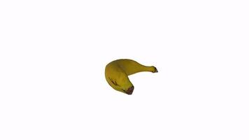 3D rendering of a yellow banana on a plain white background video