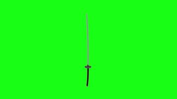 3D Rendering of a Katana Sword with Green Background video