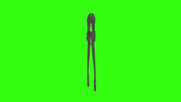 3D rendering of a pair of pliers on a bright green background video