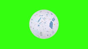 3D rendering of a textured sphere on an animated green background video