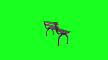 Realistic 3d rendering of a park bench on a bright green background video