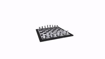 3D rendering of a chess game on a classic checkered board at sunset video