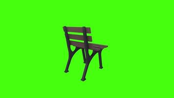 3D rendering of a modern bench on a bright green background video