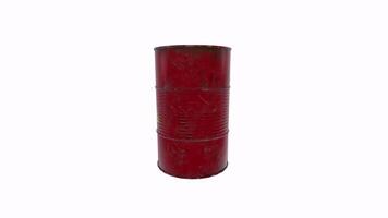 3D rendering of a weathered red barrel with a caution symbol video