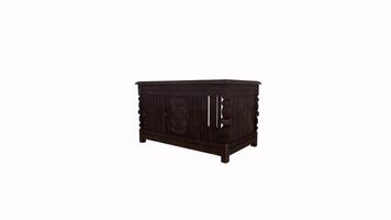 3D rendering of a rustic wooden storage box in a minimalist setting video