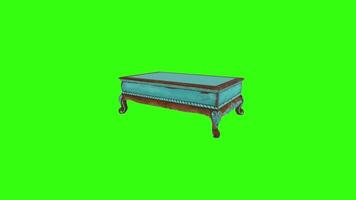 3D rendering of an ornate table with turquoise finish and detailed carvings video