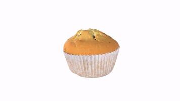 Captivating 3D rendering of an orange cupcake in a white wrapper video