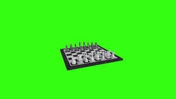 3D rendering of a chess game set on a green background video