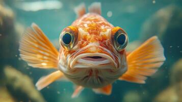 A fish is swimming in the ocean. photo